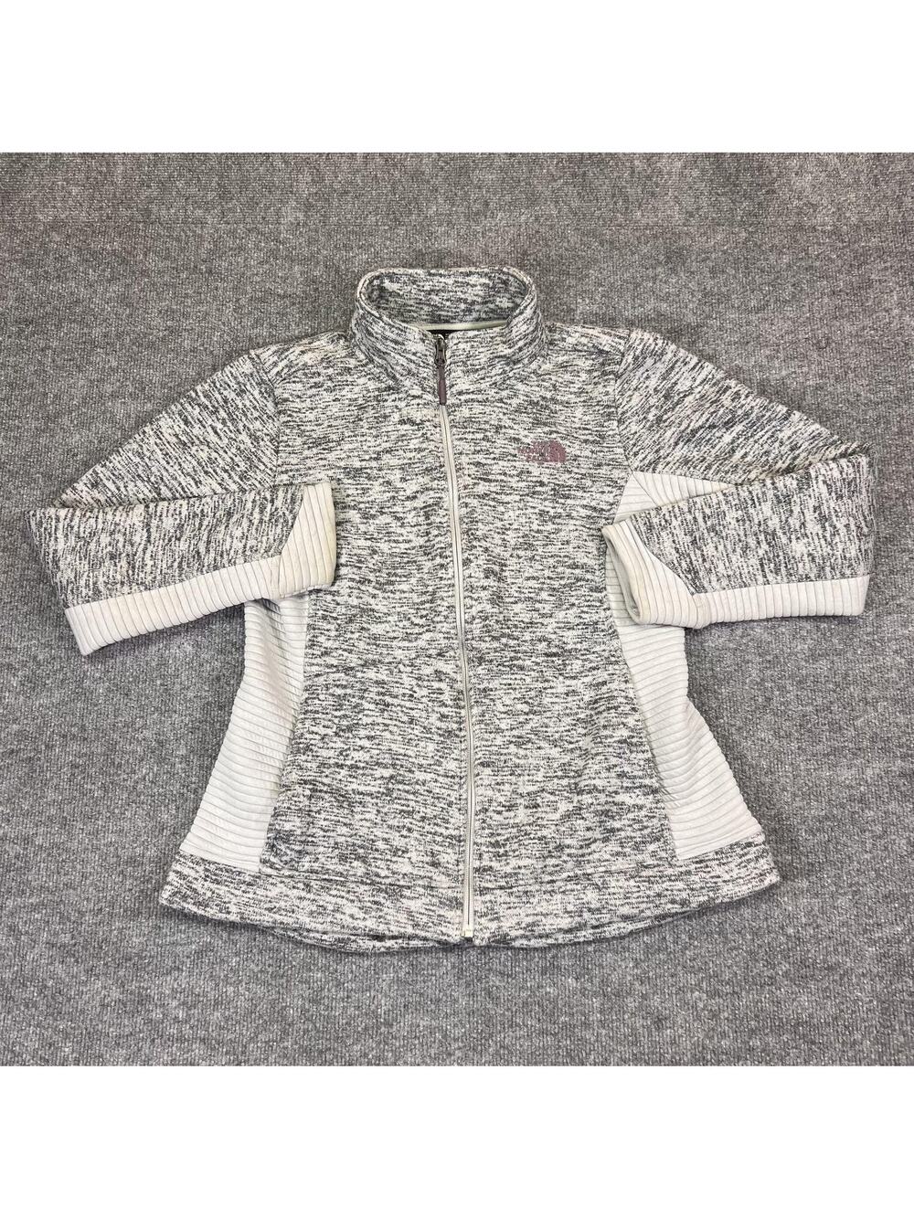 The North Face Jacket Womens Medium Gray Flecked Fleece Lined Full Zip Pockets